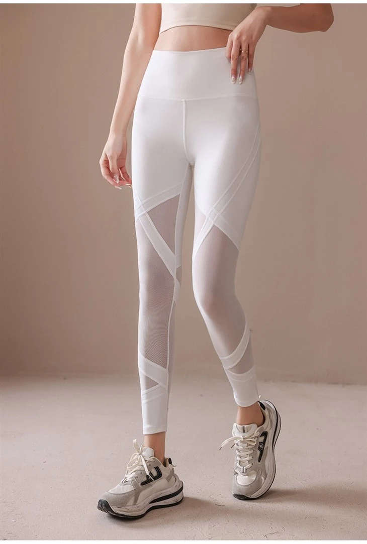 Spring / Autumn New Fitness Girl Sexy Mesh Yoga Pants With High Waist Hip Lift Tight Fitting Slimming Out Sports Pants